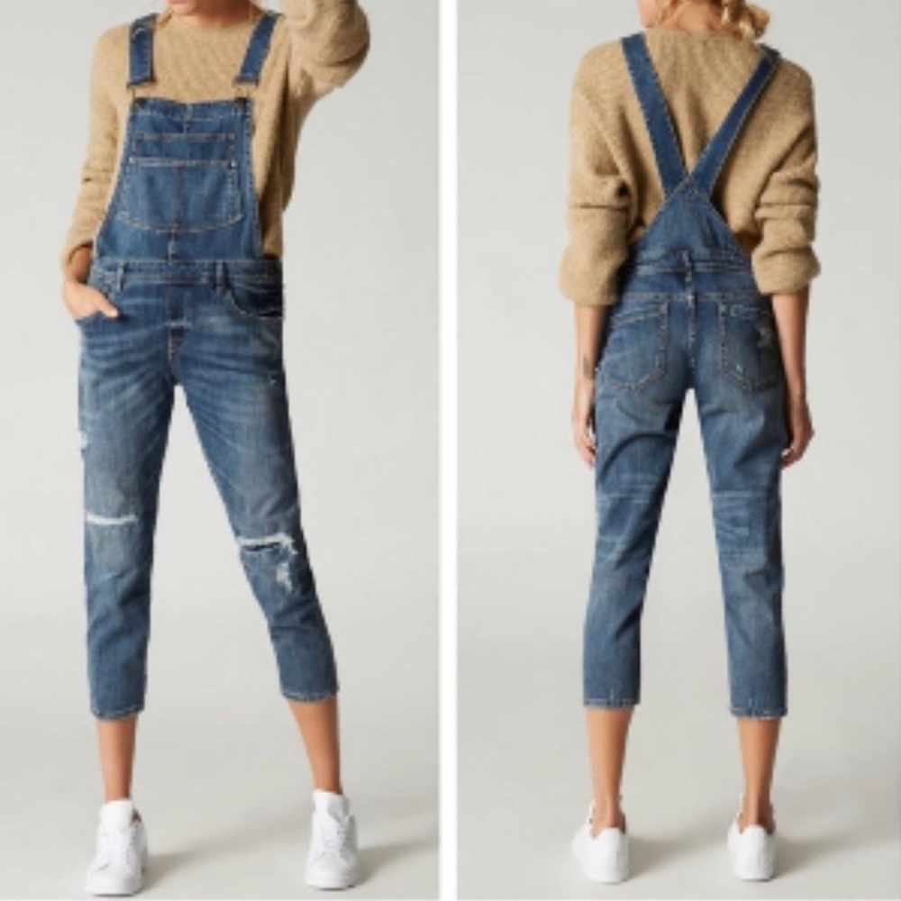 BlankNYC Distressed Denim Crop Women’s Overalls (24, GUC)